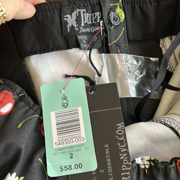 Tripp NYC Daang Goodman Cherry Print Black and Red Corset - Picture 8 of 10